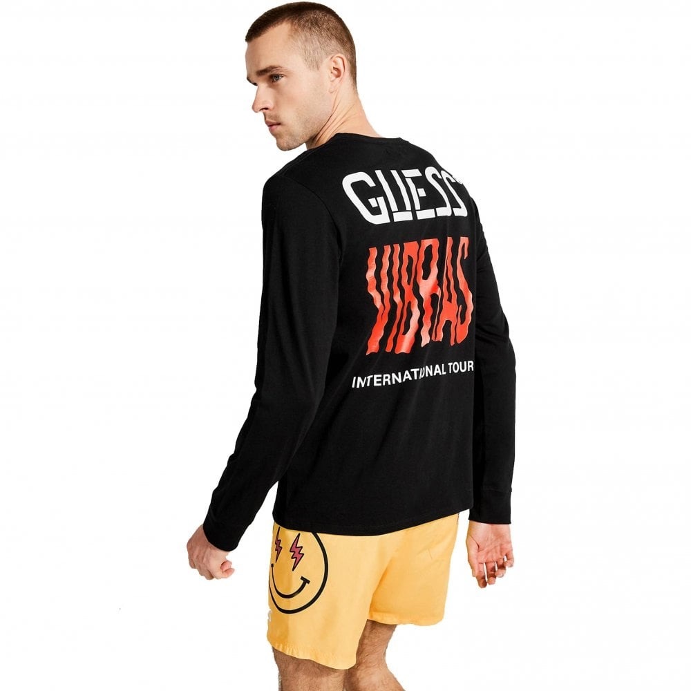 Guess x J Balvin Classic Black Embroidered Tour Longsleeve Size L